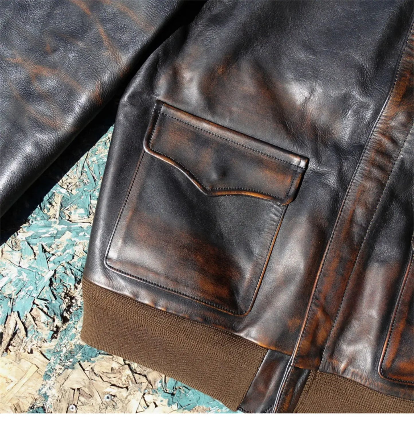Eastman Escape A2 Edition Flight Suit Yellow Tea Rubbing Color Old Horseskin Leather Leather Jacket Men's Short Leather Jacket