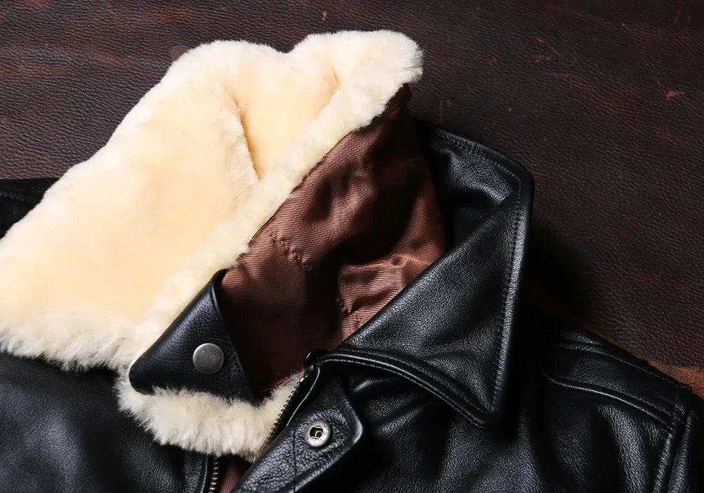 Jacket Plus Cotton G1 Leather Flight Suit for Men and Women in Autumn and Winter with The First Layer of Cowhide Jacket