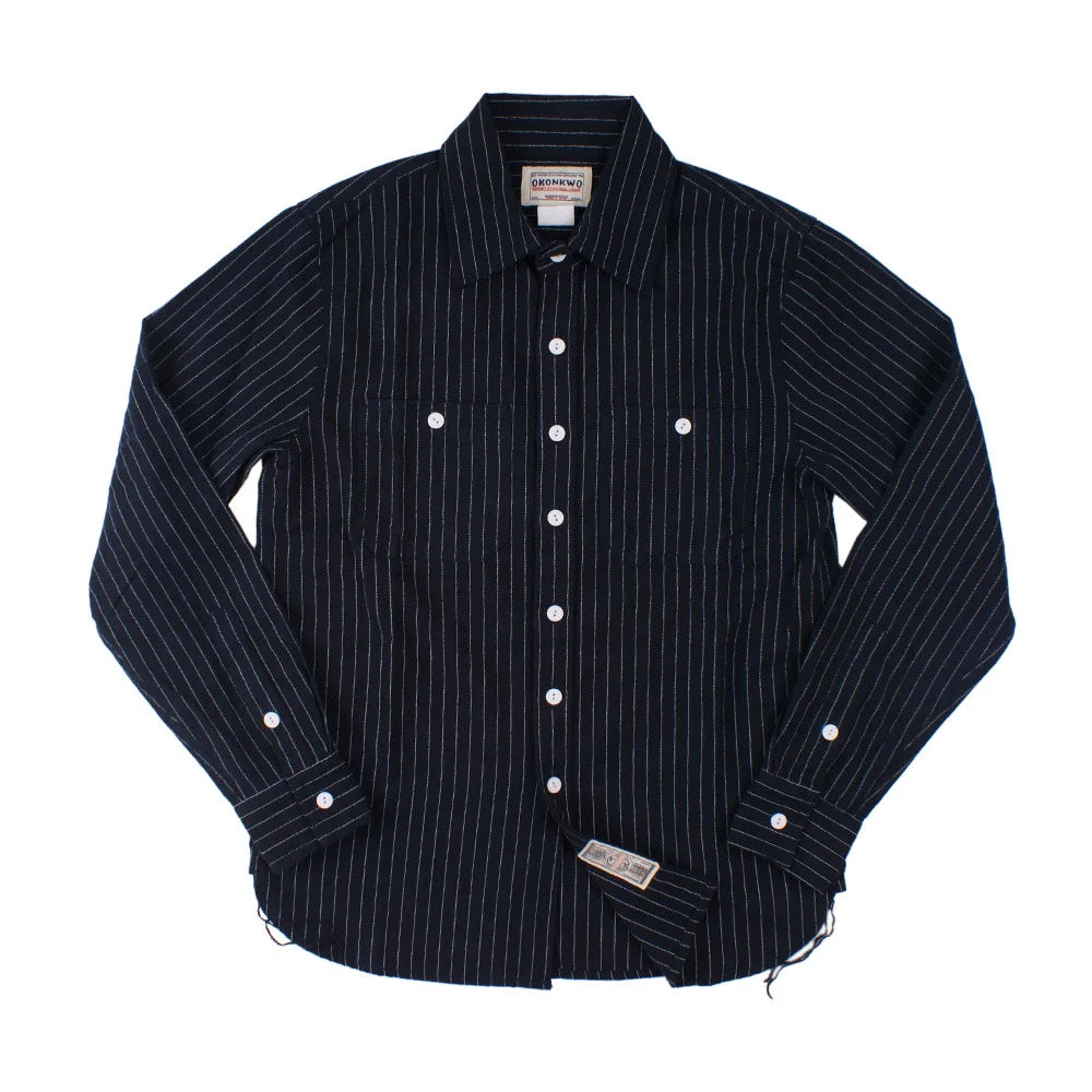 Tailor Brando T-1 Asian Size Super High Quality American Retro Classic Vertical Stripe Long Sleeve Men's Workwear Shirt