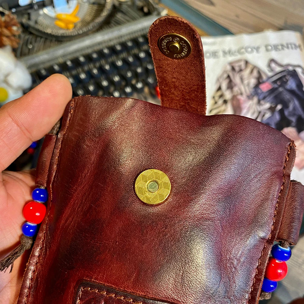 Tailor Brando Y-1 High Quality Vegetable Tanned Handmade Old Calfskin Phone Key Case Small Shoulder Bag