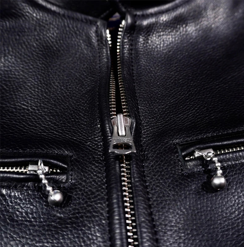 Tailor Brando J100 Stand-up Collar 1930S Full-grain Cowhide Leather Jacket Men's Short Genuine Leather Motorcycle Jacket