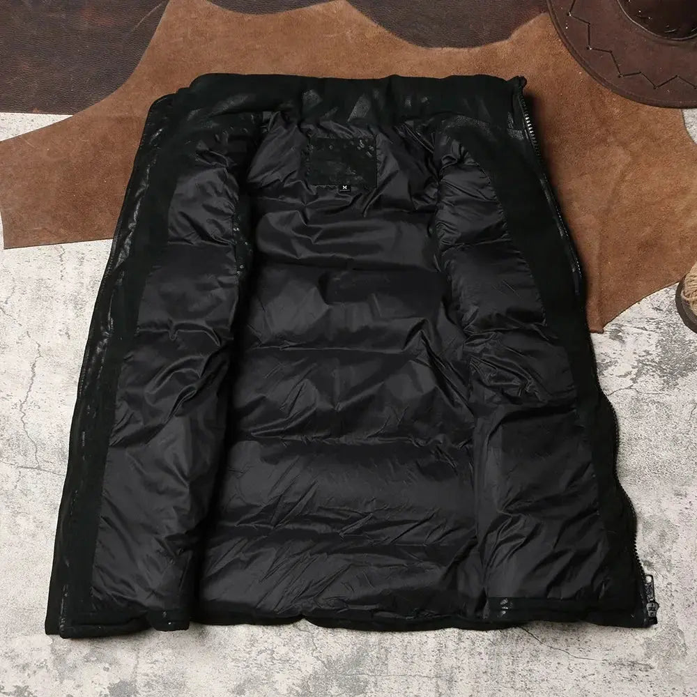 Winter Warm Ultra Light Sheepskin Down Vest Men's Short White Duck Down Genuine Leather Down Coat Sleeveless Leather Tank Top Tailor Brando