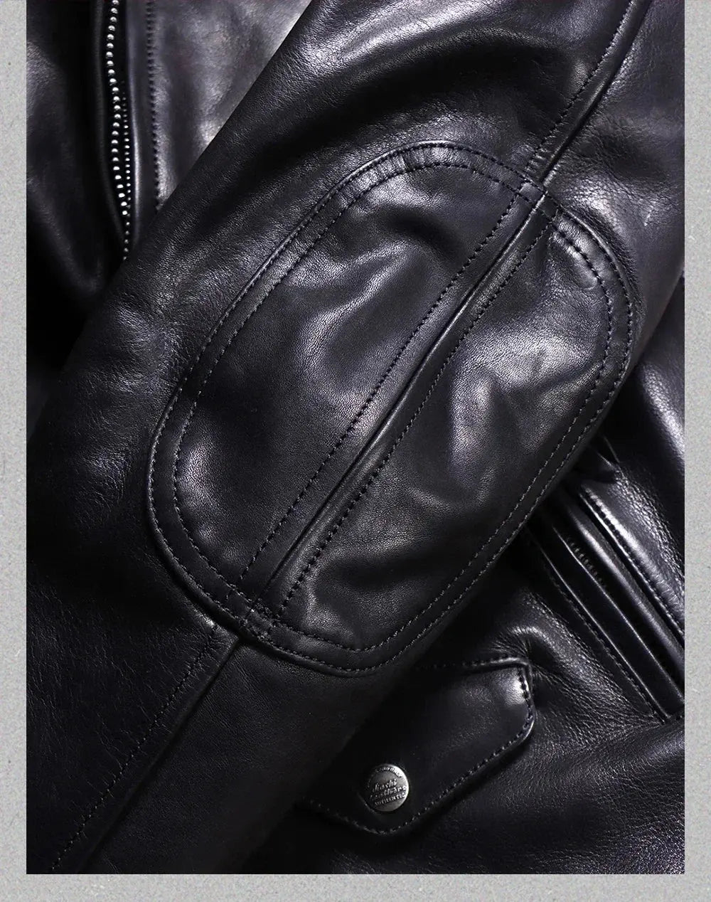 Tailor Brando Full Grain Uncoated Vegetable Tanned Calfskin Venom Classic Stand Collar American Retro Leather Men's Biker Jacket Tailor Brando