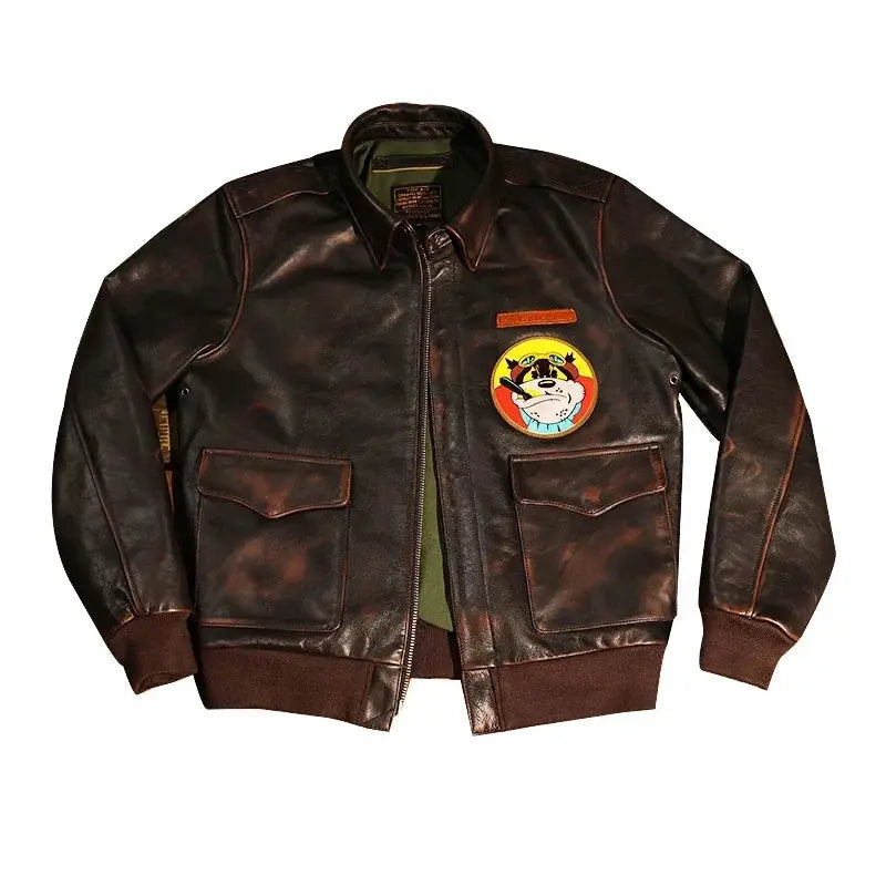 Tailor Brando Full Grain Water Dyed Italian Cowhide A2 Classic American Vintage Pilot Jacket Men's Genuine Leather Jacket Tailor Brando