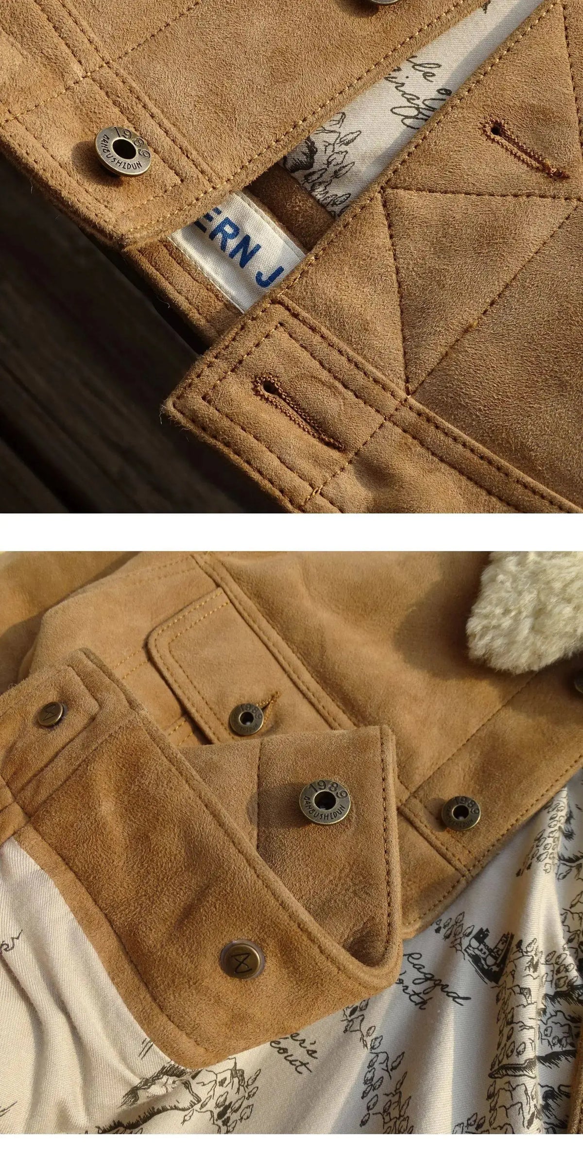 Tailor Brando Authentic Sheepskin Classic American Vintage Western Style Storm Men's Genuine Leather Fur Jacket Tailor Brando