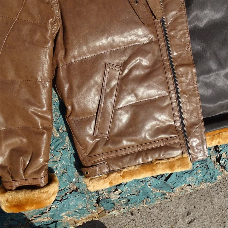 Produced By Italy Vigorously Includes Frosted Calf Leather, Original Sheepskin and Fur Integrated, and White Duck Down
