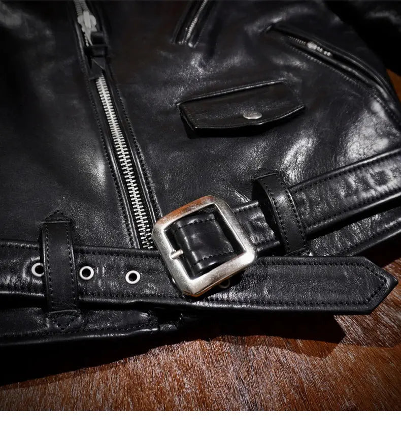 Tailor Brando American Vintage Classic Replica Marlon Brando 613 Vegetable Tanned Cowhide Slant Zip Biker Leather Jacket Tailor Brando