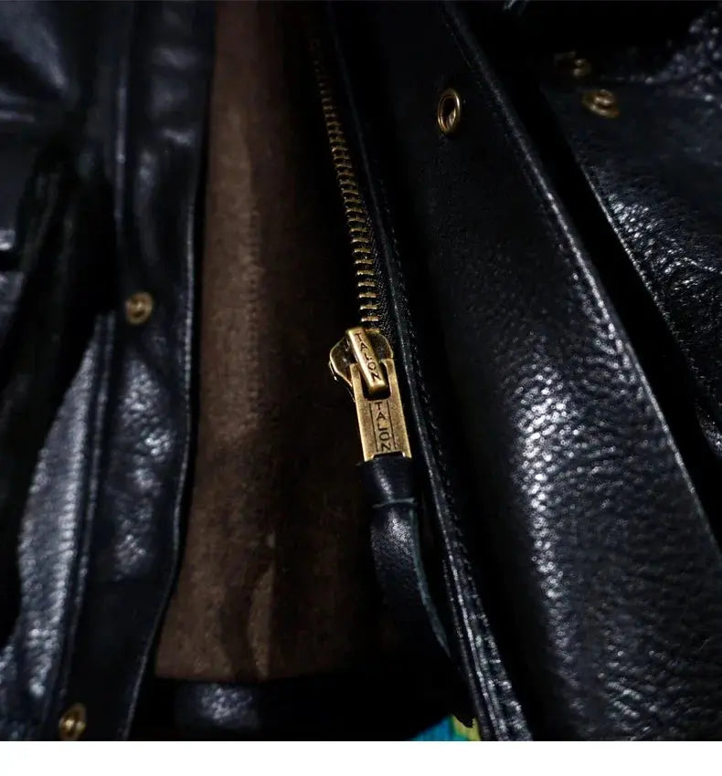 Tailor Brando Replica La*f Lauren RL Safari Biker Multi-Pocket Full Grain Cowhide Leather Jacket Tailor Brando