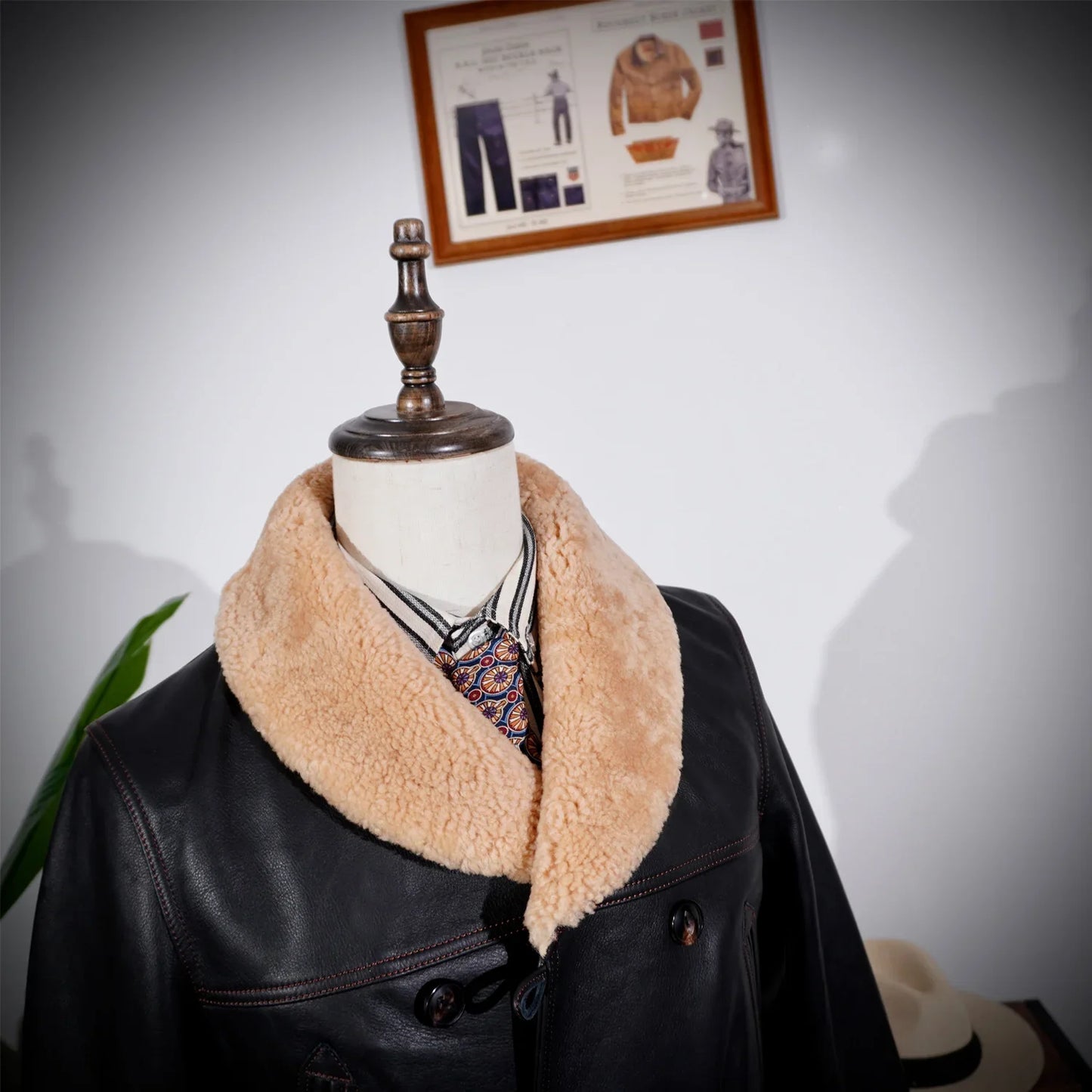 Tailor Brando Water Dyed Cowhide Classic Rancher Men's Removable Belt Trench Coat 740 Double Breasted Real Wool Collar Coat