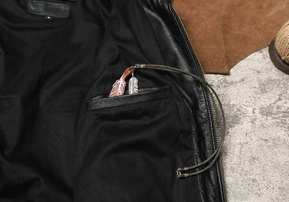 American Retro Leather Flight Suit Jacket Slightly Cowhide Jacket Men's and Women's Lapel High-waisted Shoulder Leather Jacket Tailor Brando