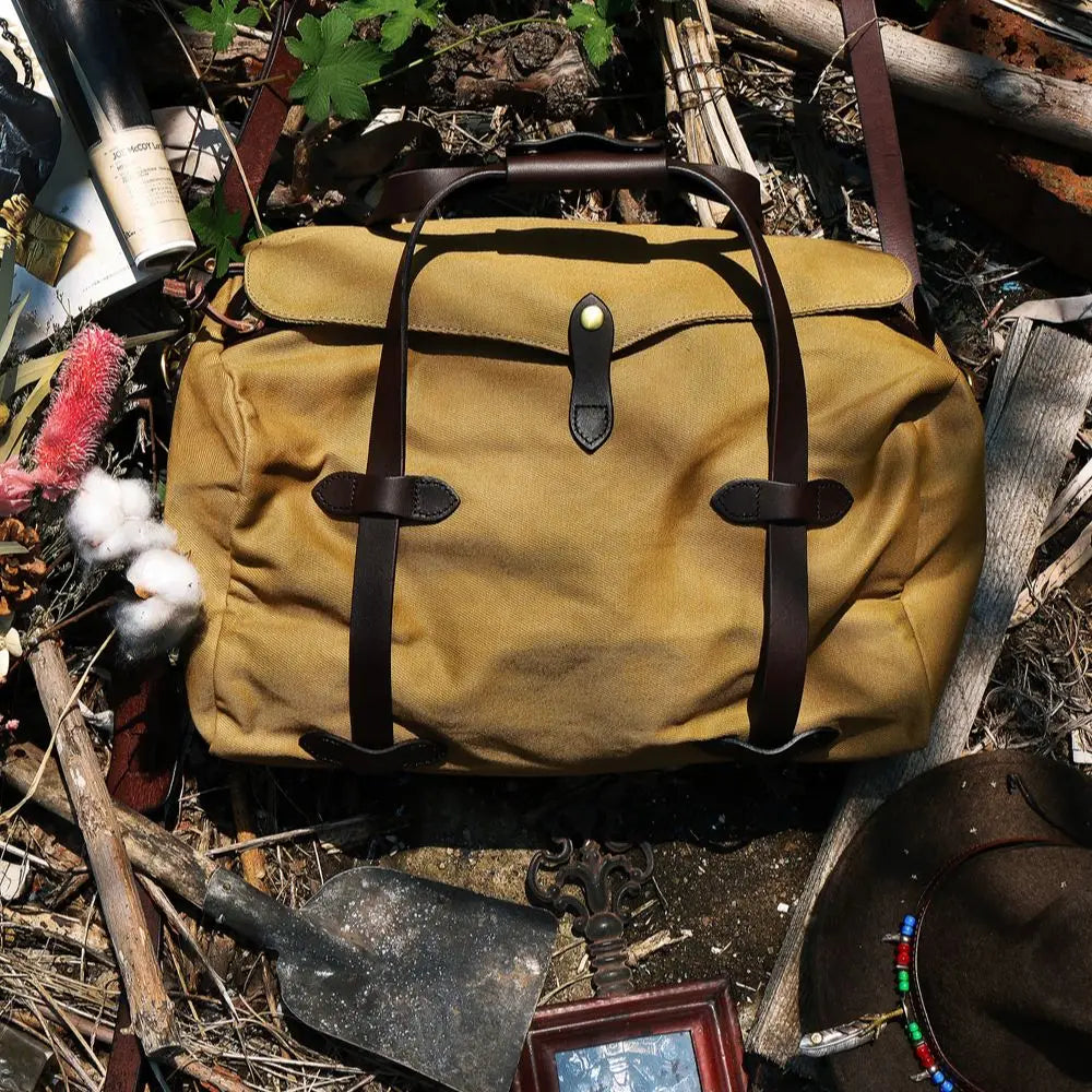 Tailor Brando 70220 High Quality 22oz Heavyweight Waterproof Oil Wax Canvas Travel Bag YKK Zipper Size 43*25*26 Classic Handbag