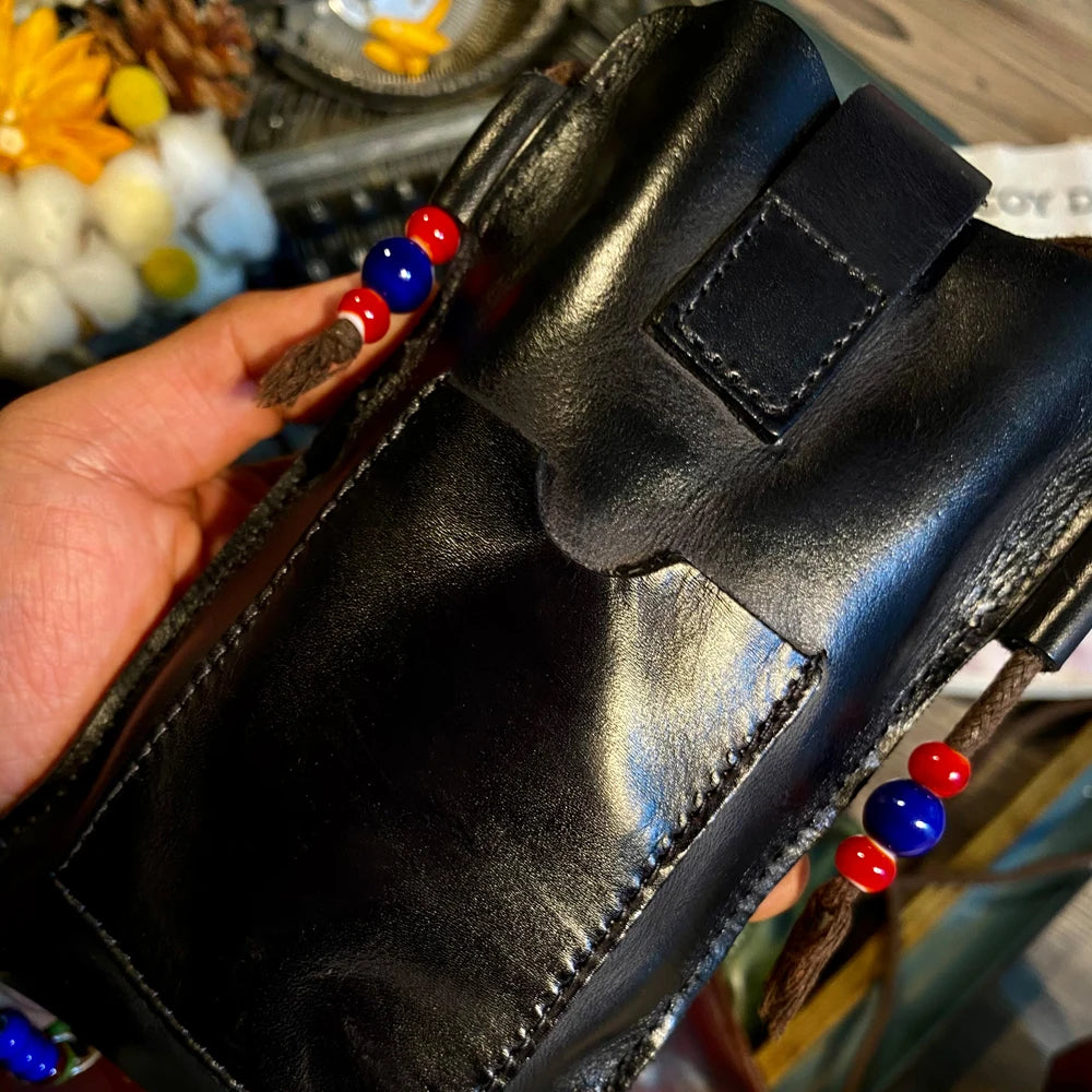 Tailor Brando Y-1 High Quality Vegetable Tanned Handmade Old Calfskin Phone Key Case Small Shoulder Bag