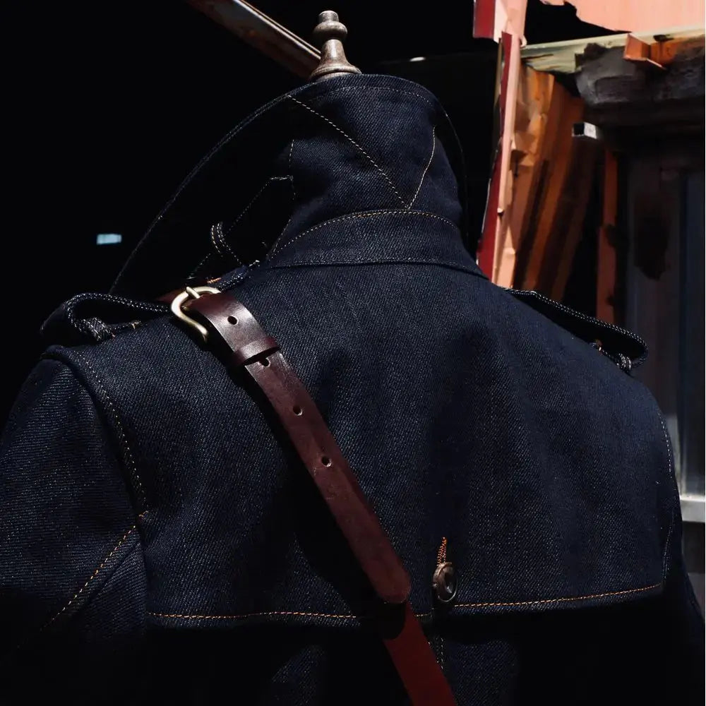 Tailor Brando J-118 Re-Engraved World War I Coat 22OZ Heavy RedLine Tannin 1850,S Medium Long Over-The-Knee Trench Coat Tailor Brando