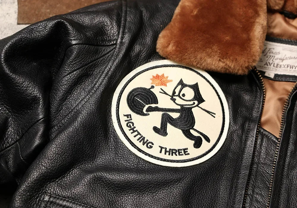 Tailor Brando Philly Cat Flight Suit Goat Leather Jacket Winter Plus Size Men's Cotton American G1 Airman Genuine Leather Jacket
