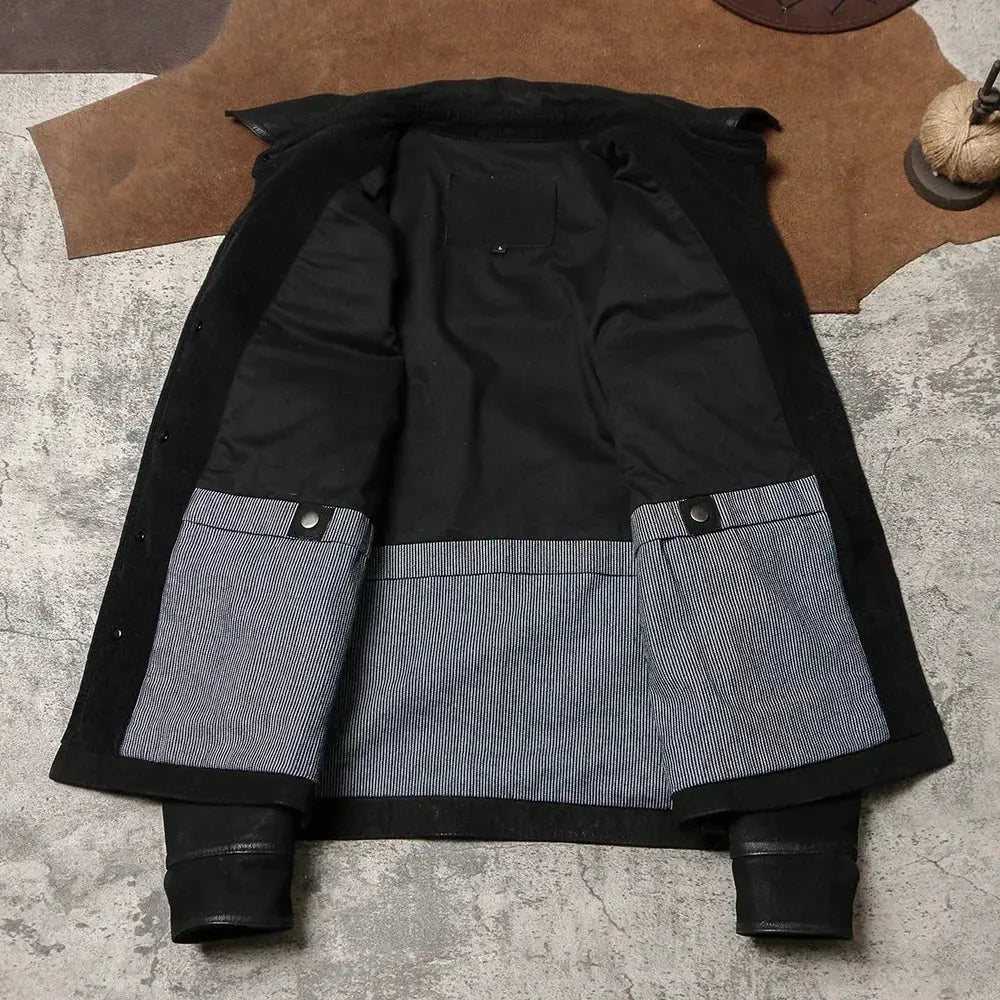Retro Old Lumberjack Leather Jacket Detroit Leather Tooling Multi-pocket Leather Coat with First Layer Ground Cowhide Coat. Tailor Brando