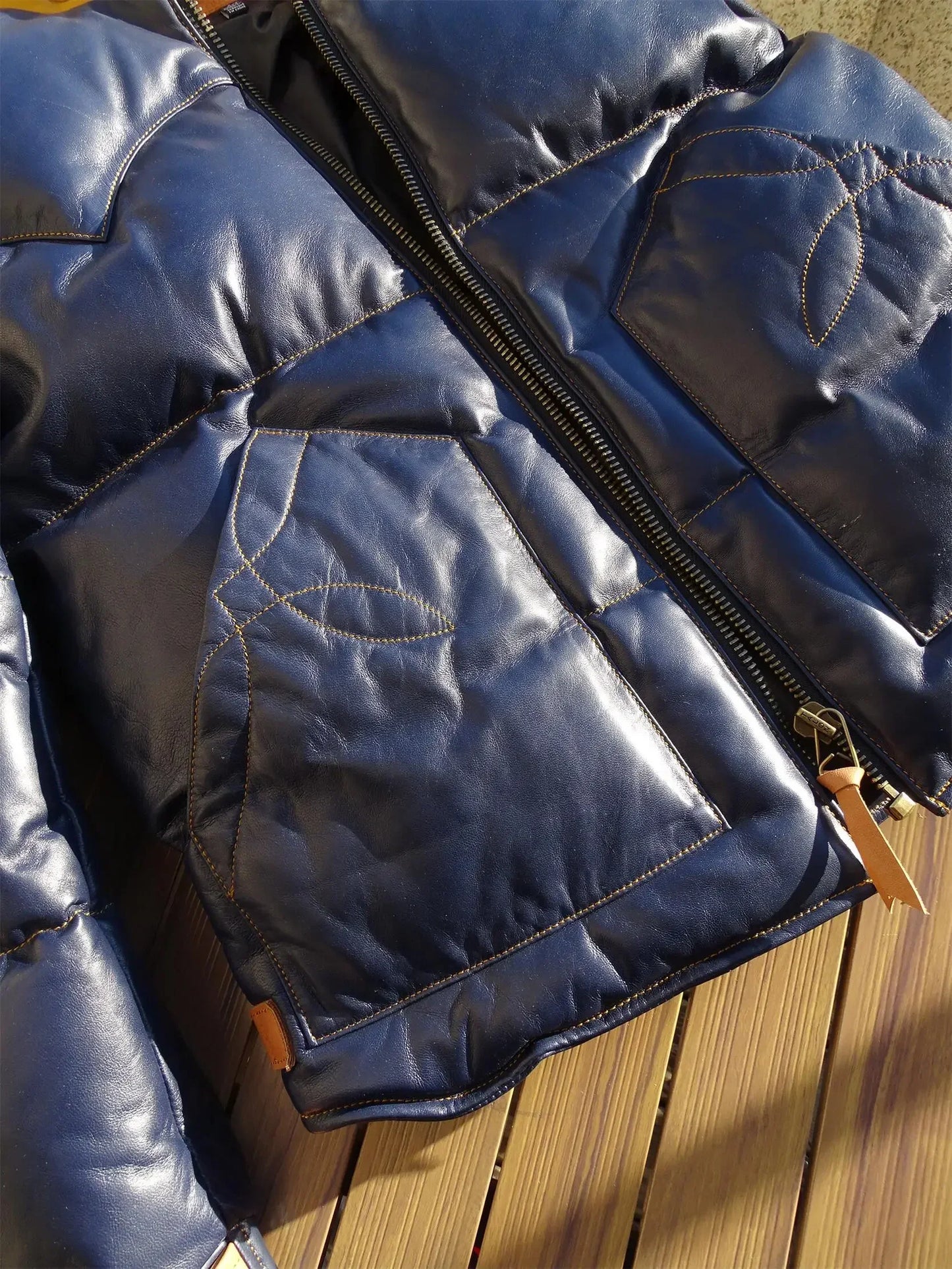 Tailor Brando Original Sheep Shearling & Vegetable Tanned Sheepskin Hooded Down Jacket Winter Warm Genuine Leather Jacket
