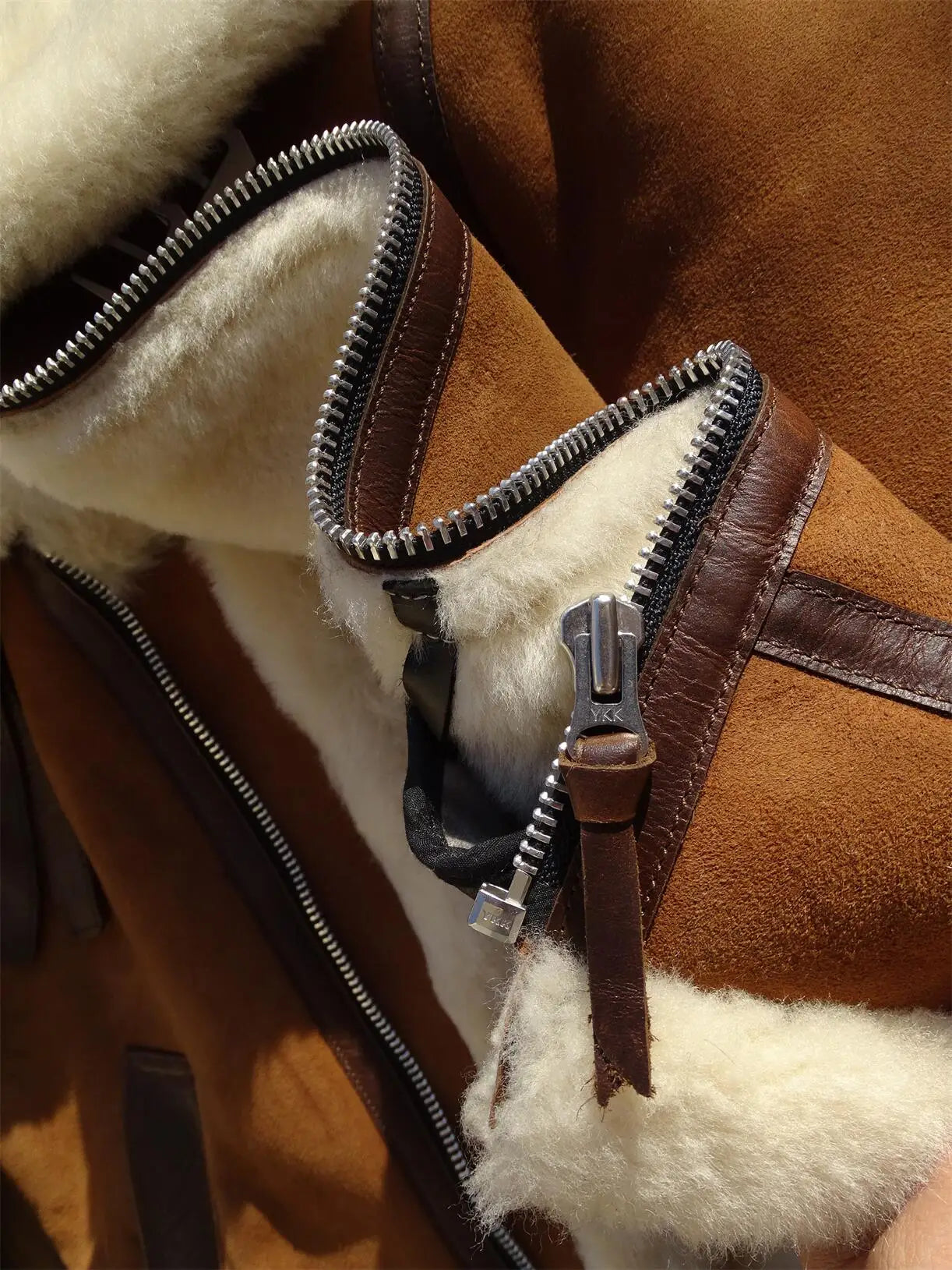 Tailor Brando New Zealand Merino Shearling Men's Warm Aviator Jacket Real Wool Winter Leather Jacket