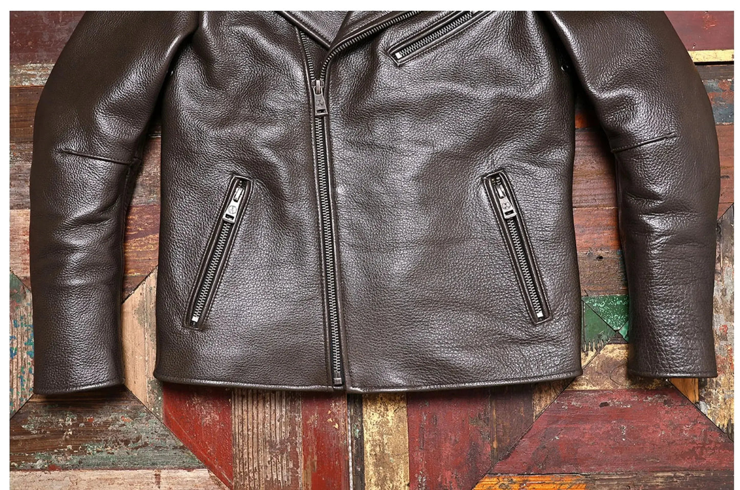 Tailor Brando 1.8mm Cowhide Motorcycle Jacket, Genuine Leather Jacket Men's Short Slim Biker Jacket Tailor Brando