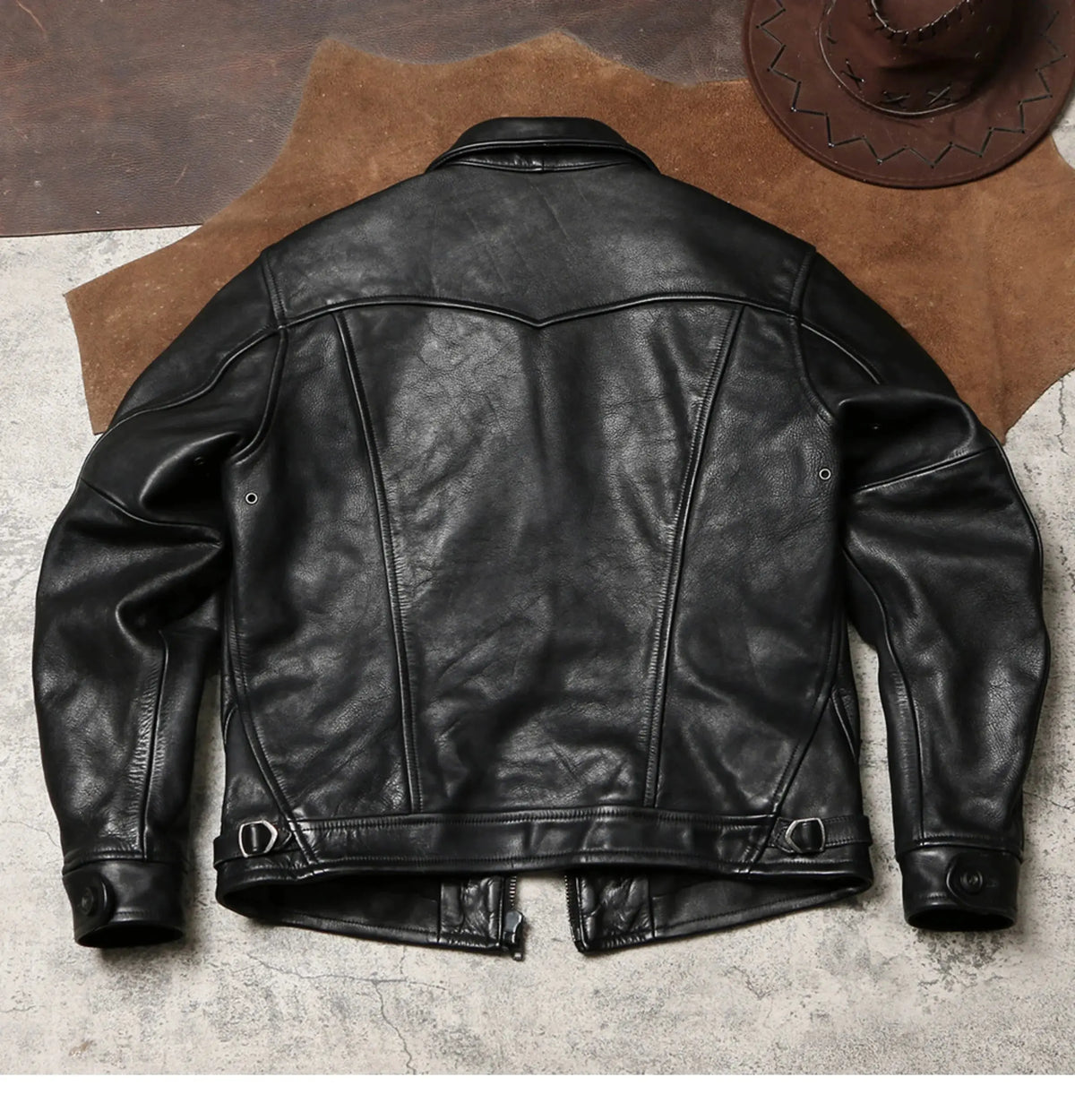 Tailor Brando Heavyweight Batik Full Grain Cowhide Mendoza Men's Vintage Classic Genuine Leather Jacket Tailor Brando