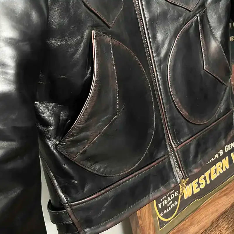 Tailor Brando Heavy Teacore Horsehide Classic Short Slim Fit Mendoza Genuine Leather Jacket
