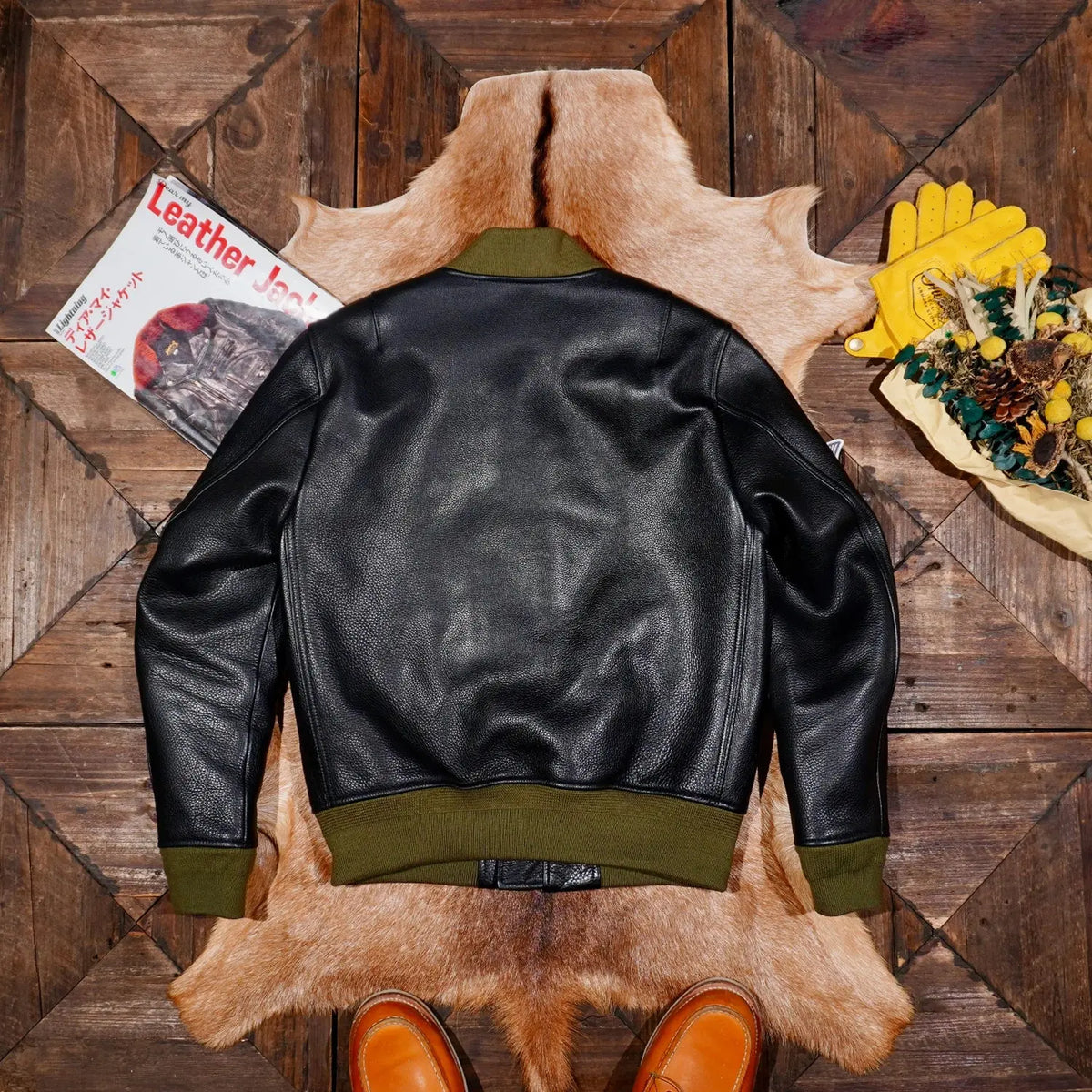 Tailor Brando Full Vegetable Tanned Cowhide MA1 Pilot Jacket American Vintage Short Classic Genuine Leather Jacket Tailor Brando