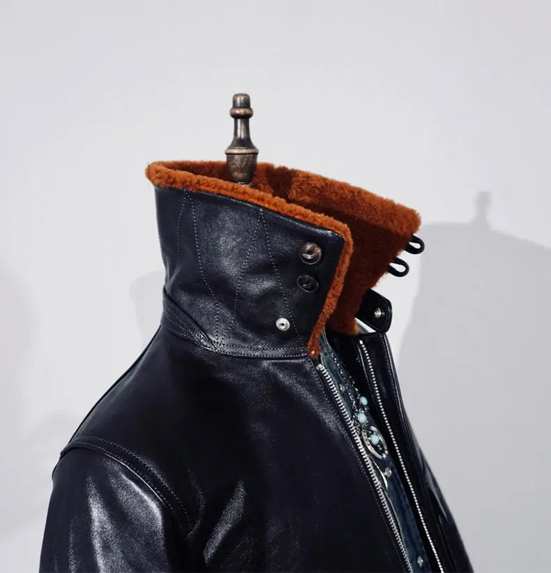 Tailor Brando Full-Grain Vegetable-Tanned Horsehide Classic B2 Bomber Jacket Men's Genuine Leather Jacket Tailor Brando