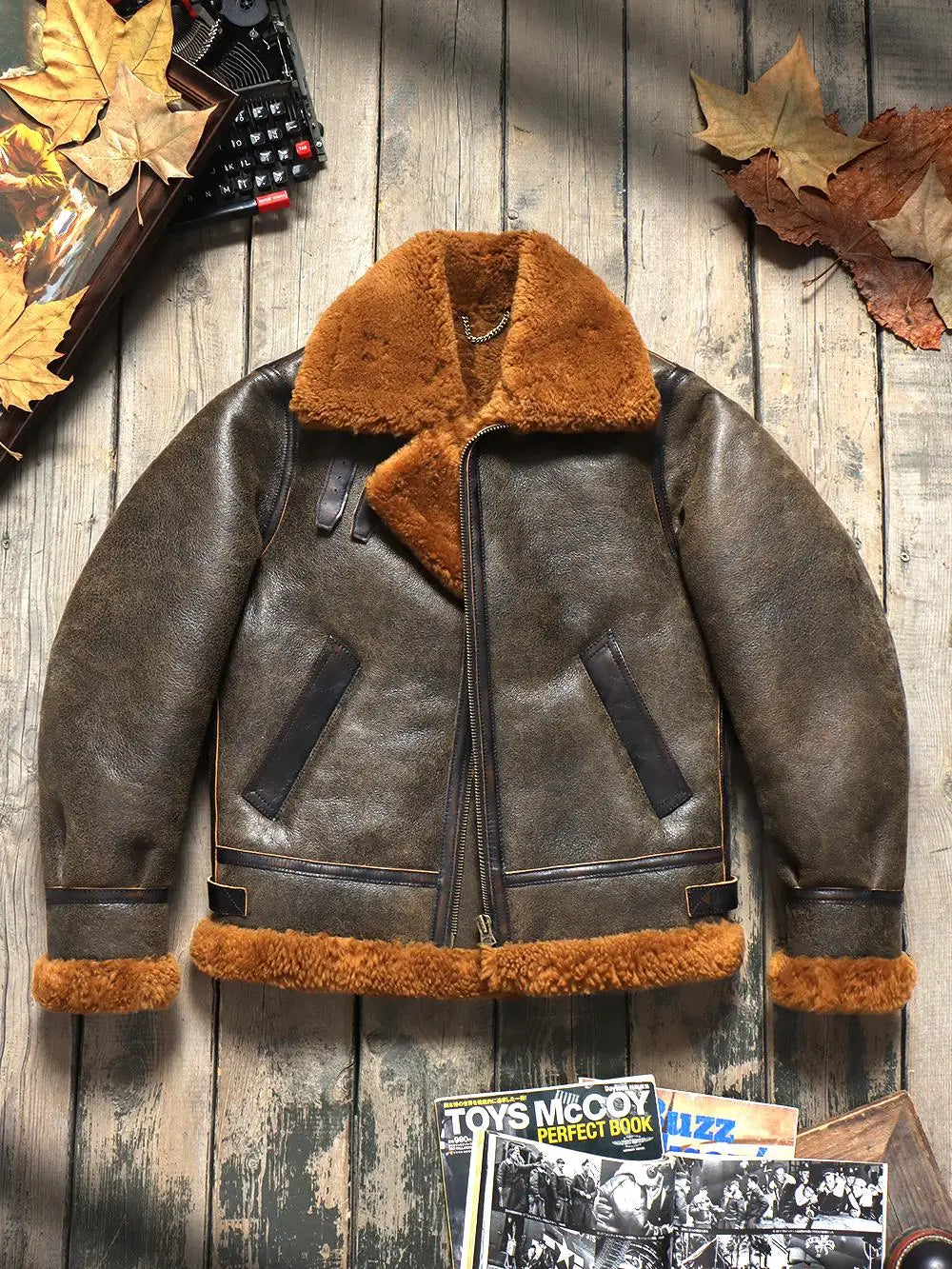 Tailor Brando Original Merino Shearling Classic B3 Bomber Jacket Genuine Fur Winter Warm Leather Jacket