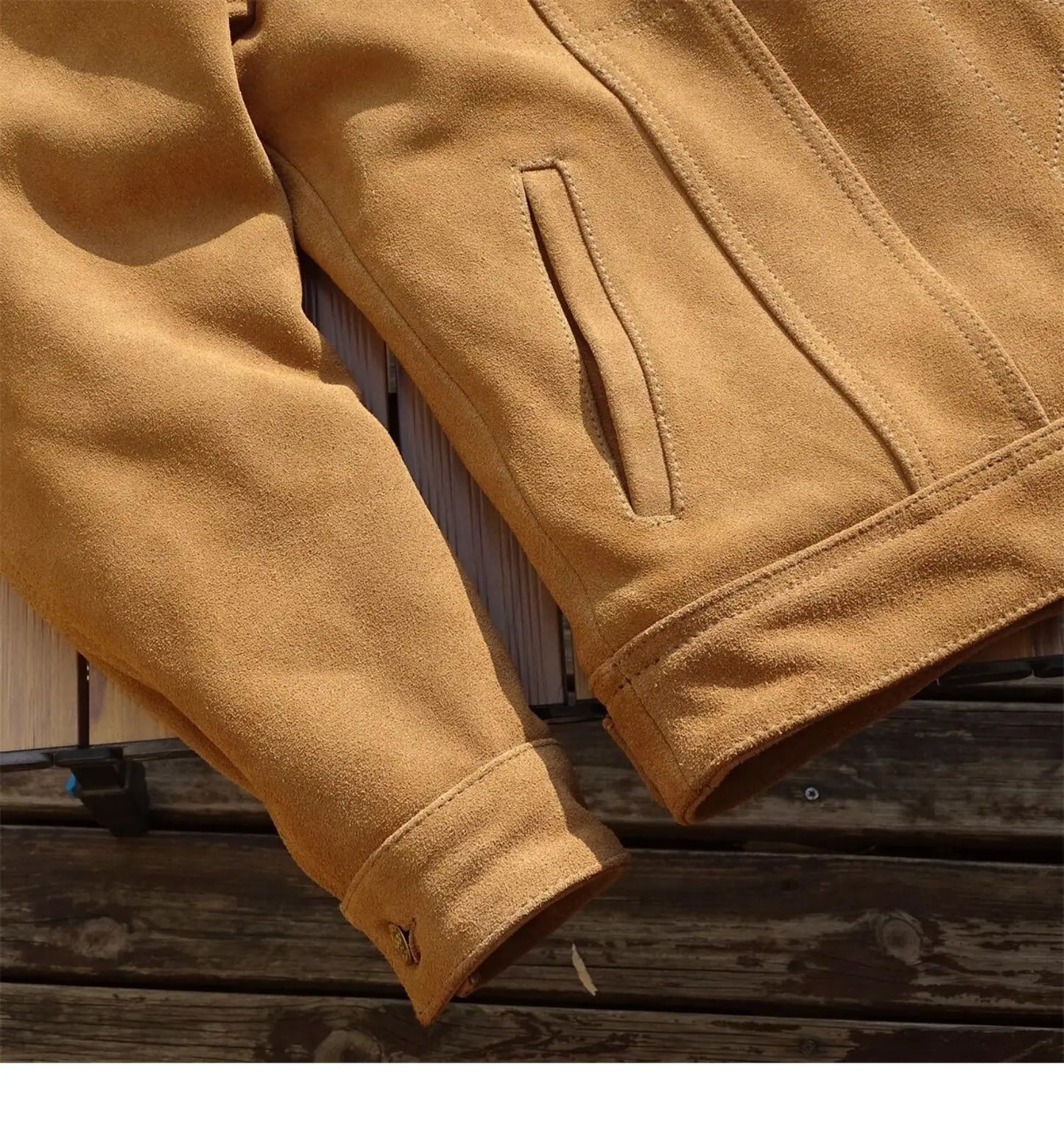 Tailor Brando Suede Cowhide Shearling Lined Classic Storm Men's Genuine Leather Warm Winter Jacket