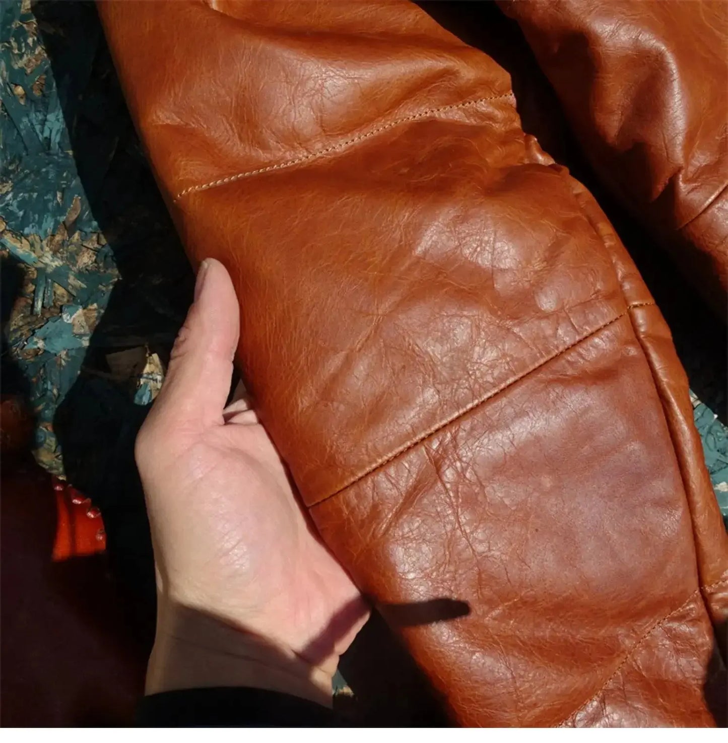 Kimura Style Big Bread Down Jacket!beeswax Color Oil Wax Small Young Horse Skin Leather Leather Jacket Male White Duck Down Tailor Brando