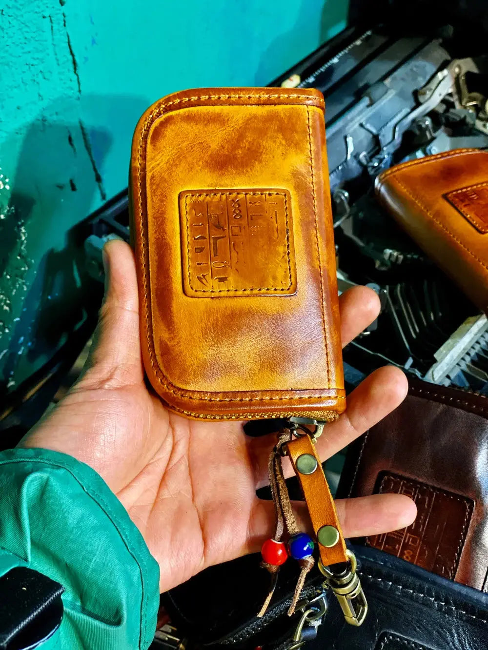 Tailor Brando Y-2 Handmade Vintage Select Vegetable Tanned Top Calfskin Fashion Key Case Coin Purse Small Tote Bag Tailor Brando