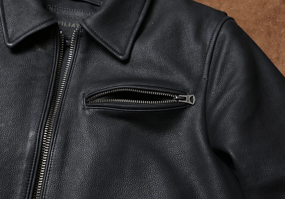 Tailor Brando 1930S Heavyweight Brushed Cowhide Vintage Classic Men's Genuine Leather Biker Jacket