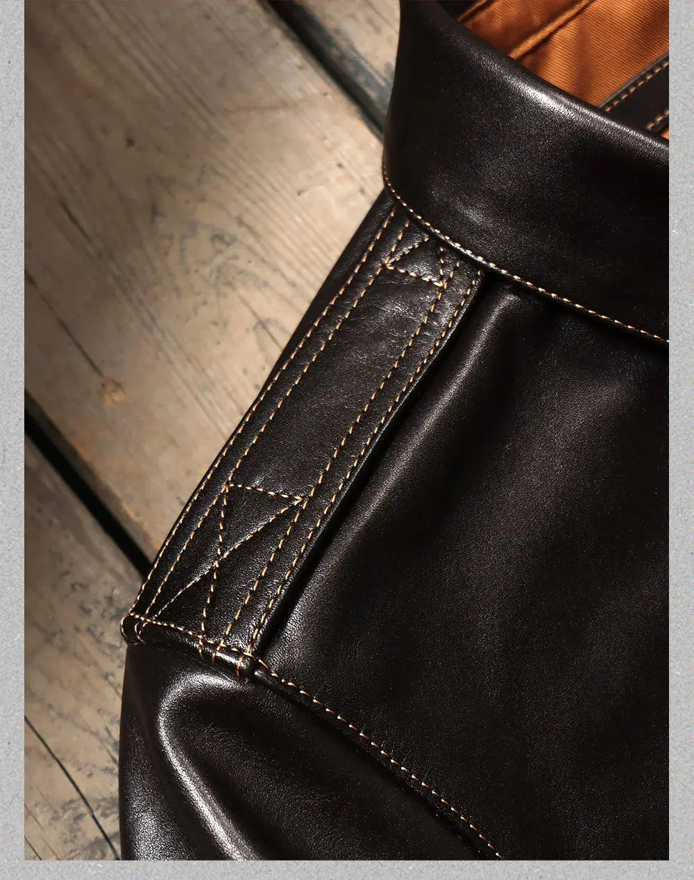 Tailor Brando Full Grain Vegetable Tanned Horsehide Classic A2 Men's Retro Genuine Leather Aviator Jacket Tailor Brando