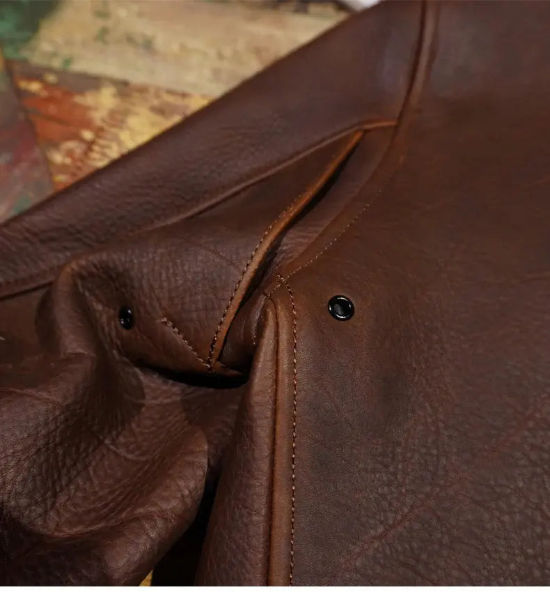 Tailor Brando Heavy 2.0mm Full Grain Mulholland Road Heavy Batik Cowhide Men's Genuine Leather Motorcycle Jacket Tailor Brando