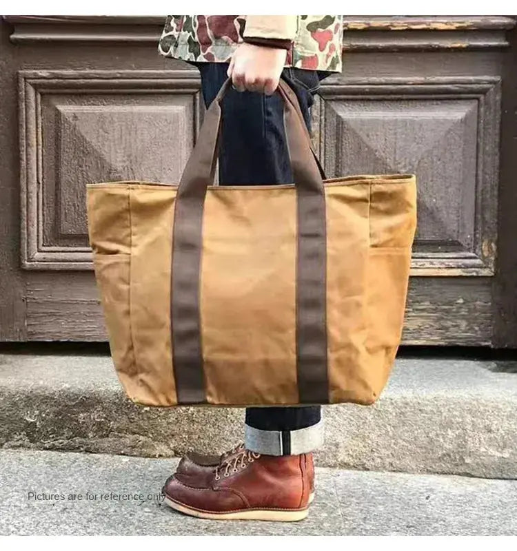 Tailor Brando Classic 70391 Retro 15oz Waxed Canvas Shoulder Bag Size 39*35*13cm Large Capacity Unisex Tote Bag Tailor Brando