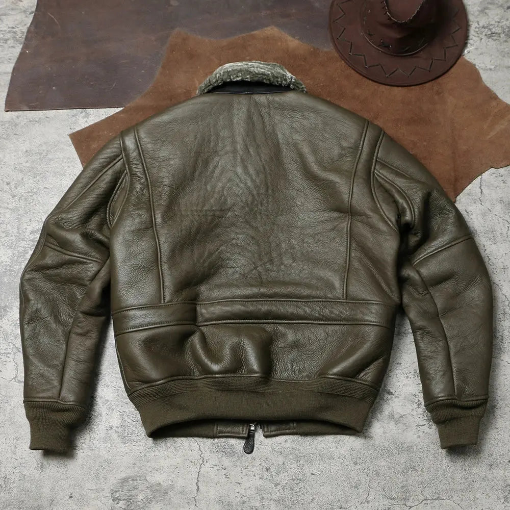 Tailor Brando Original Sheep Shearling American Vintage G1 Pilot Jacket Men's Classic Warm Genuine Leather Jacket Tailor Brando