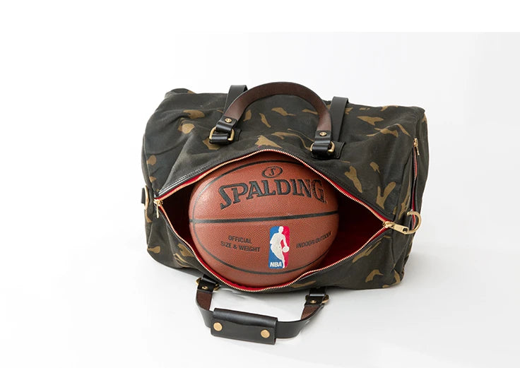 Tailor Brando Heavy Camouflage Waxed Canvas Bag Size 45*25*25cm Travel Handbag Large Capacity Shoulder Crossbody Retro Men's Bag