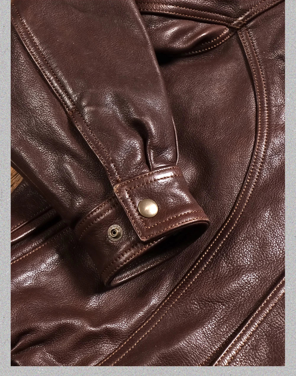 Tailor Brando American Loose Retro 1.3mm Uncoated Water-dyed Head Layer Vegetable Tanned Cowhide Men's Genuine Leather Jacket