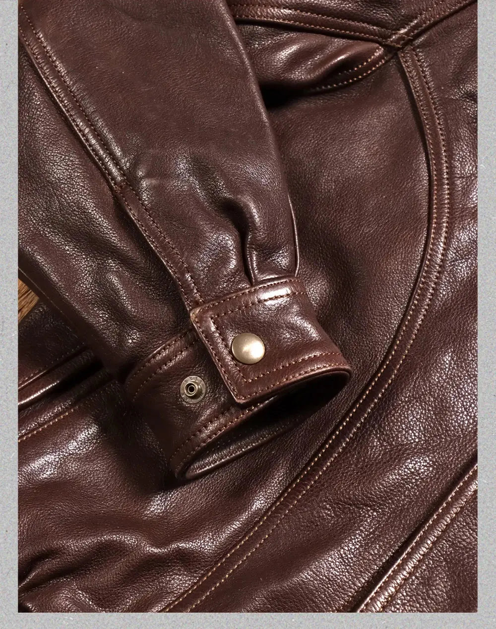 Tailor Brando American Loose Retro 1.3mm Uncoated Water-dyed Head Layer Vegetable Tanned Cowhide Men's Genuine Leather Jacket Tailor Brando