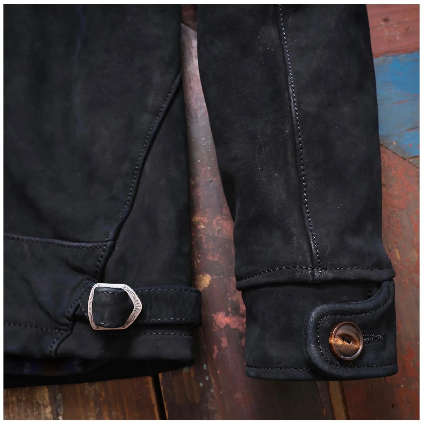 Tailor Brando Uncoated Brushed Cowhide American Western-Style Lapel Men's Genuine Leather Denim Jacket Tailor Brando