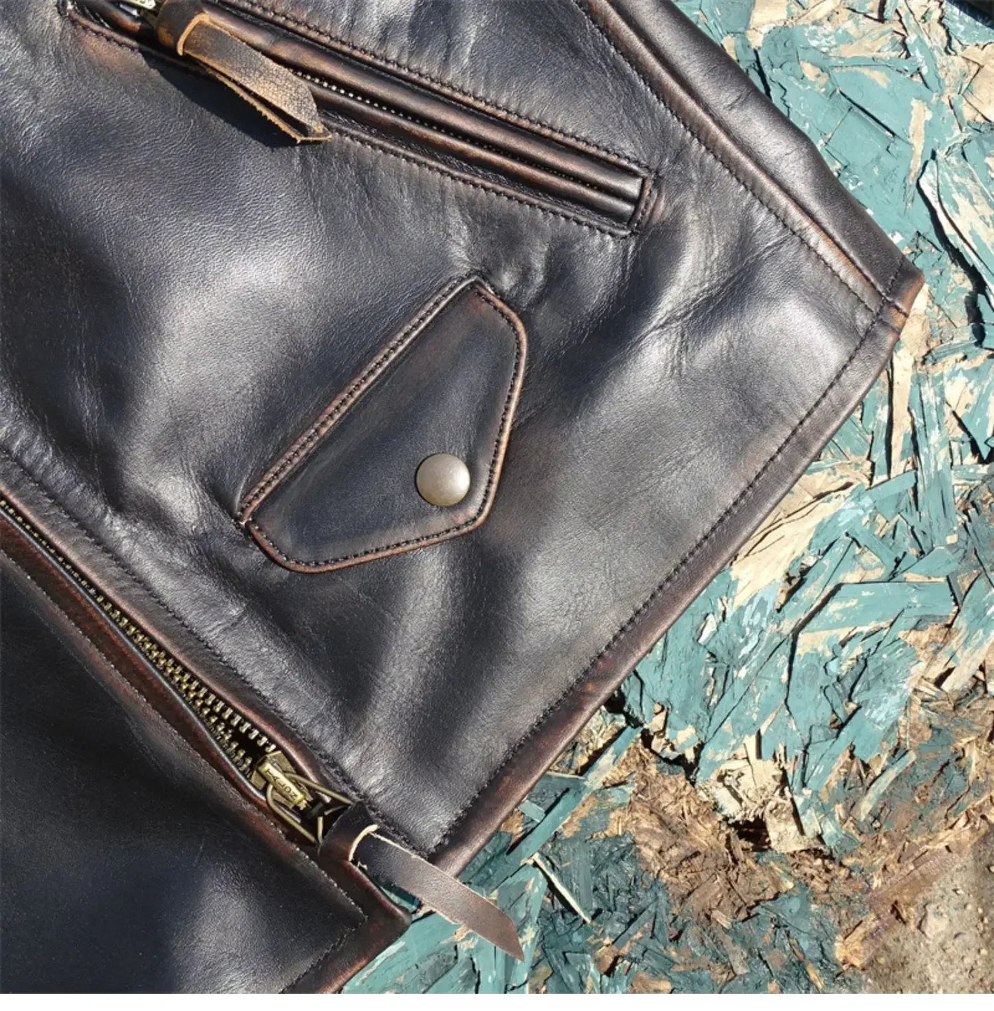 American Classic Imported First Layer Rubbing Color To Make Old Horseskin Leather Men's Venom Stand Collar