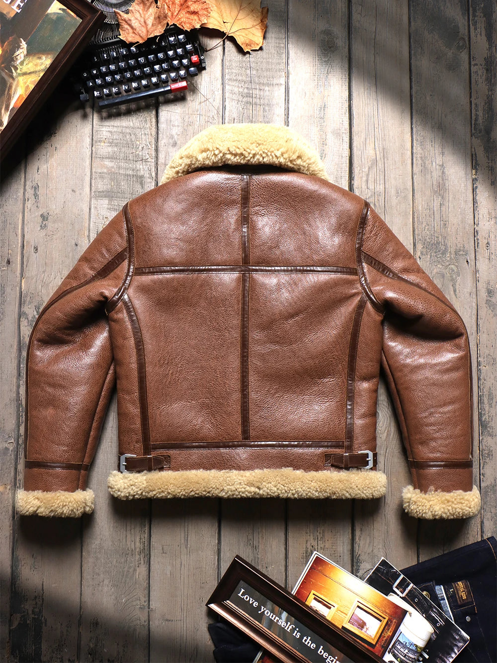 Tailor Brando Original Australian Sheep Shearling B3 Bomber Jacket Men's Genuine Leather Winter Warm Wool Jacket