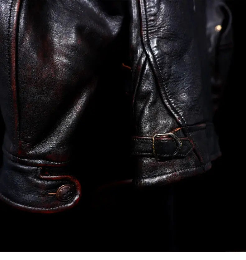 Tailor Brando American Vintage Mendoza Full-Grain Tea-Core Horsehide Men's Leather Motorcycle Jacket Tailor Brando