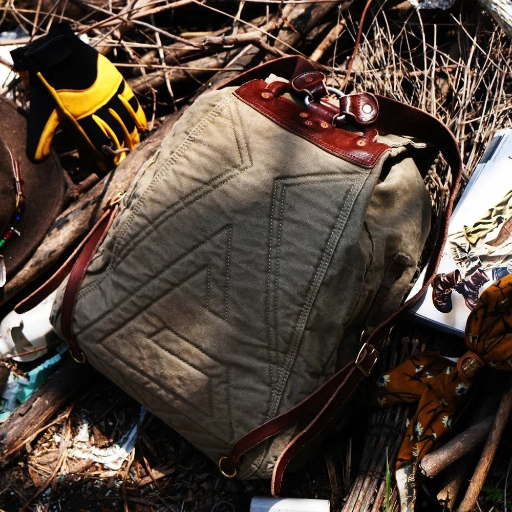 Tailor Brando Y-6 Washed High Density Canvas Pure Copper Rivet Reinforcement Size 35*45*15cm Paratrooper Bag Unisex Backpack