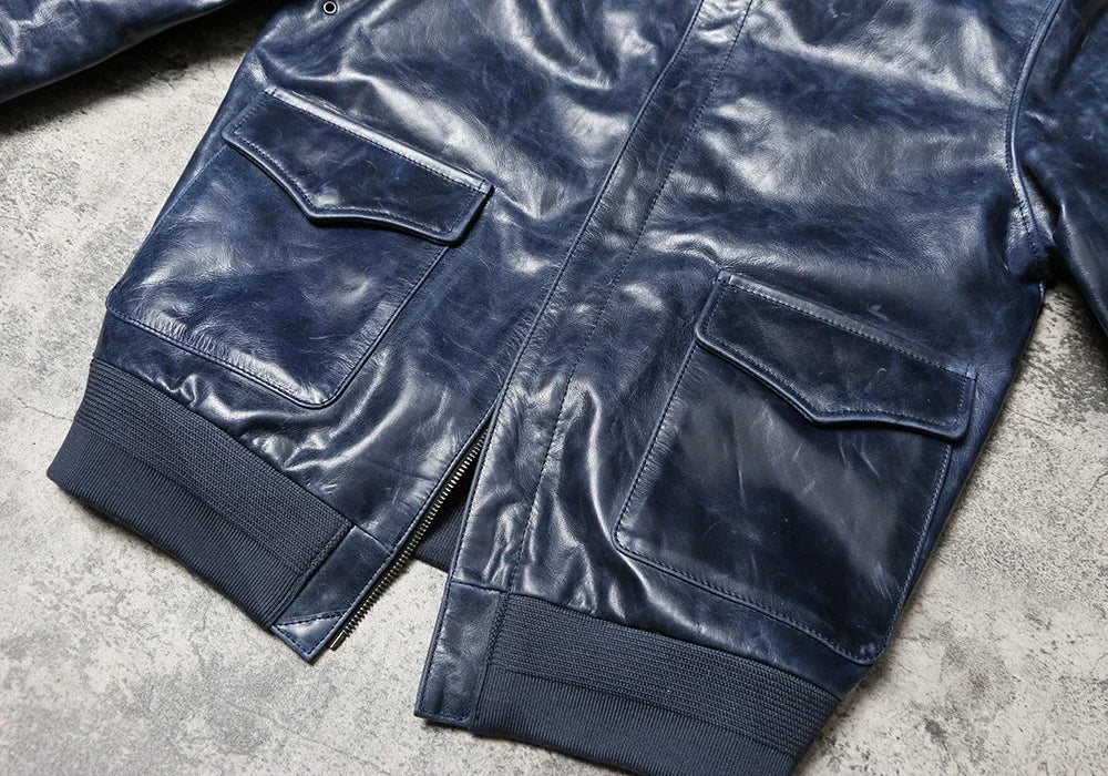 The Great Escape A2 Leather Jacket Soft Batik Cowhide Leather Jacket Vintage Lapel Men's and Women's Leather Flight Suit Jacket