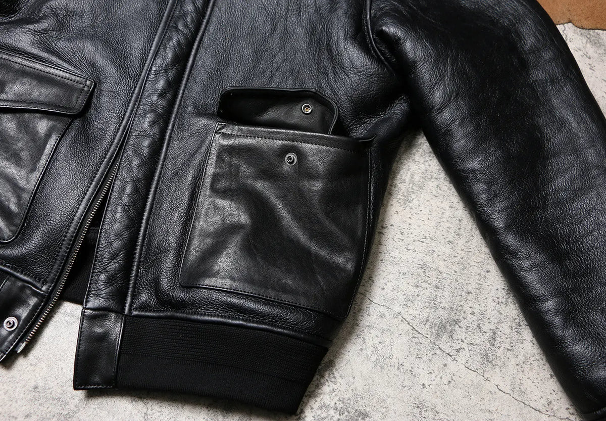 Tailor Brando Natural Sheep Shearling Men's Classic G1 Vintage Bomber Genuine Fur Jacket Tailor Brando