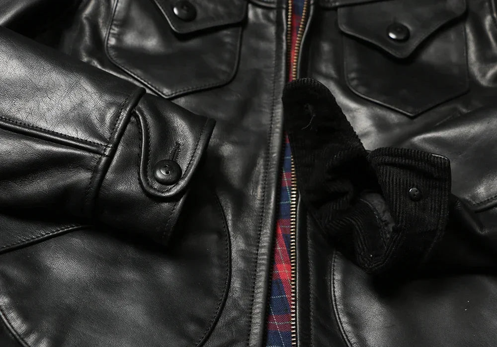 Tailor Brando Heavyweight Full Grain Batik Vegetable Tanned Horsehide Men's Vintage Mendoza Genuine Leather Jacket