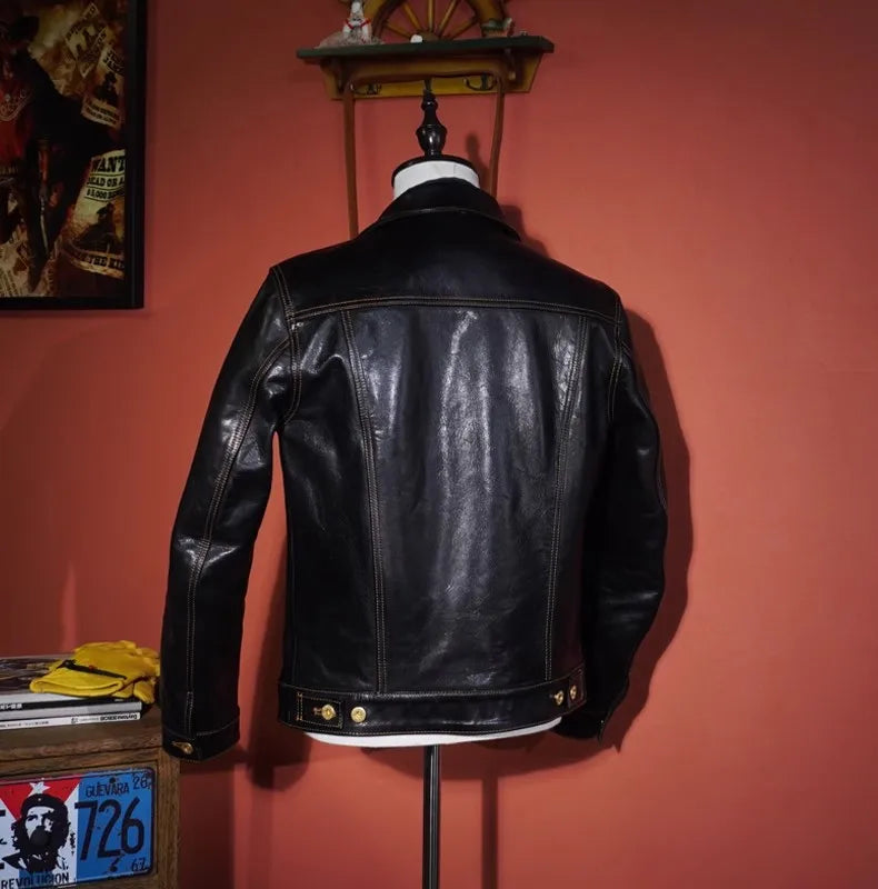 Tailor Brando Full-grain Batik Horsehide Classic 507XX Men's Retro Genuine Leather Denim Jacket Tailor Brando