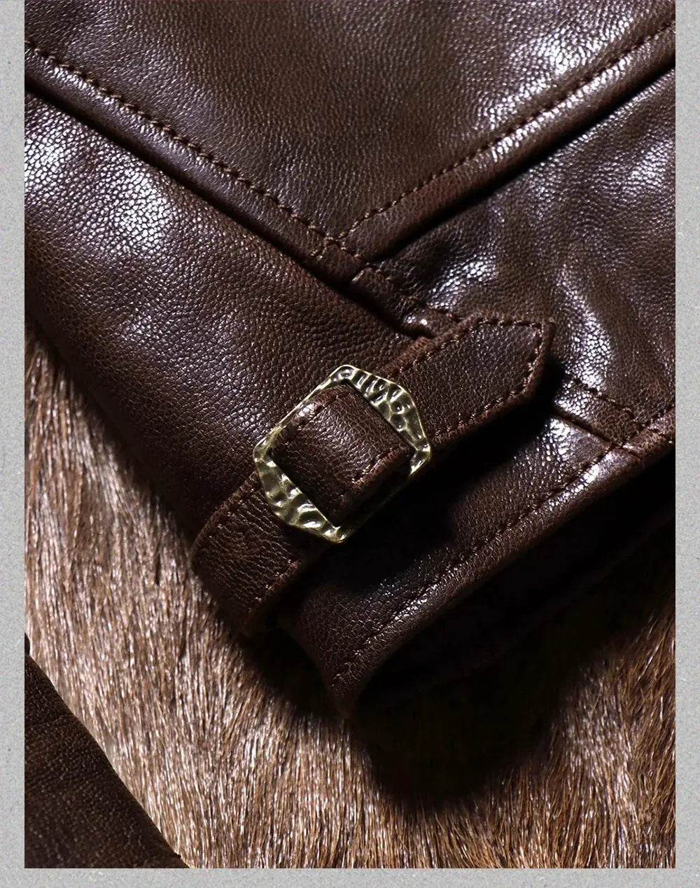 Tailor Brando Washed Vegetable Tanned Goatskin Men's Highland Barley Collar Vintage Genuine Leather Jacket Tailor Brando