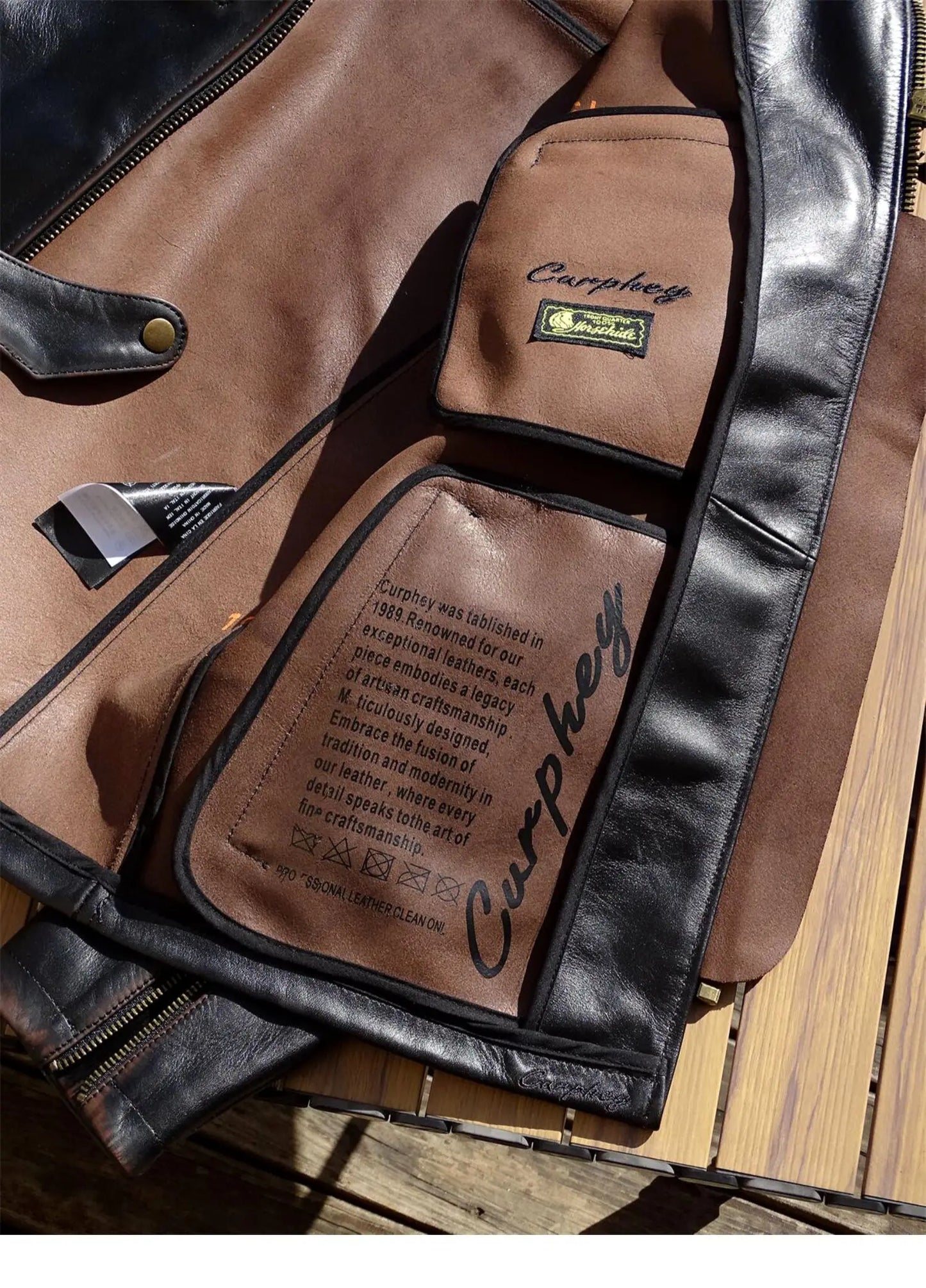 Tailor Brando Full Grain Vegetable Tanned Tea Core Horsehide Unlined Men's J100 Vintage Genuine Leather Biker Jacket