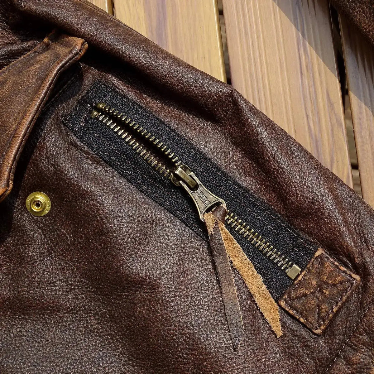 Tailor Brando Heavy Wash Hand Aged Tea Core Cowhide Men's Vintage M65 Genuine Leather Safari Jacket Tailor Brando